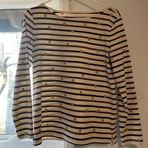 Talbots Holiday  Striped Top with Gold Dots